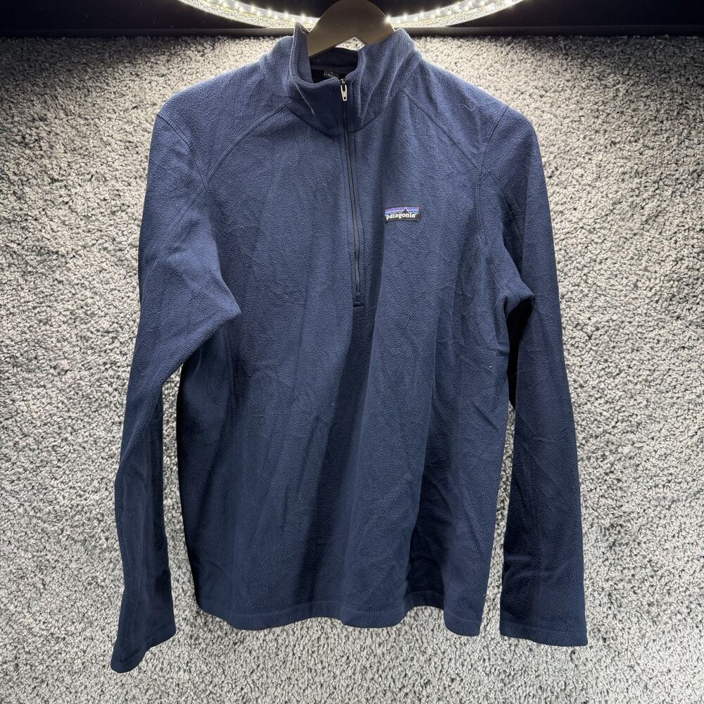 Patagonia Men’s Large Navy Blue Fleece 1/4 Zip Pullover Outdoor Hiking Jacket